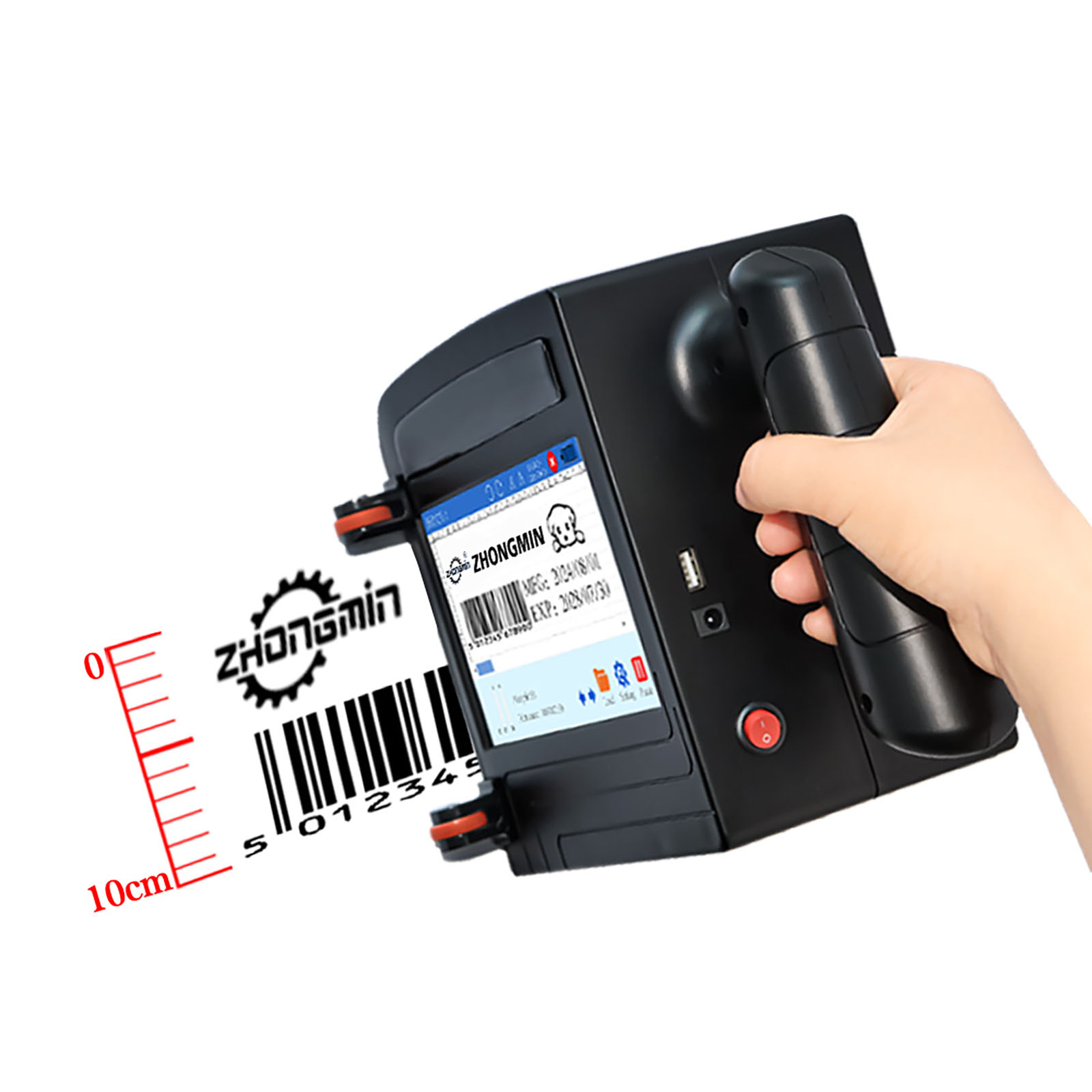 Barcode Printer - ZM-C100 10cm 휴대용 잉크젯 프린터, 600DPI